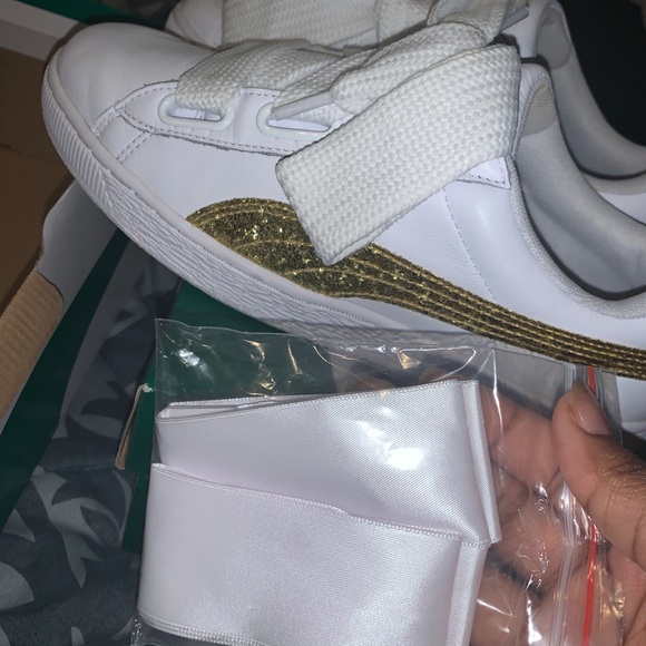 puma basket heart glitter